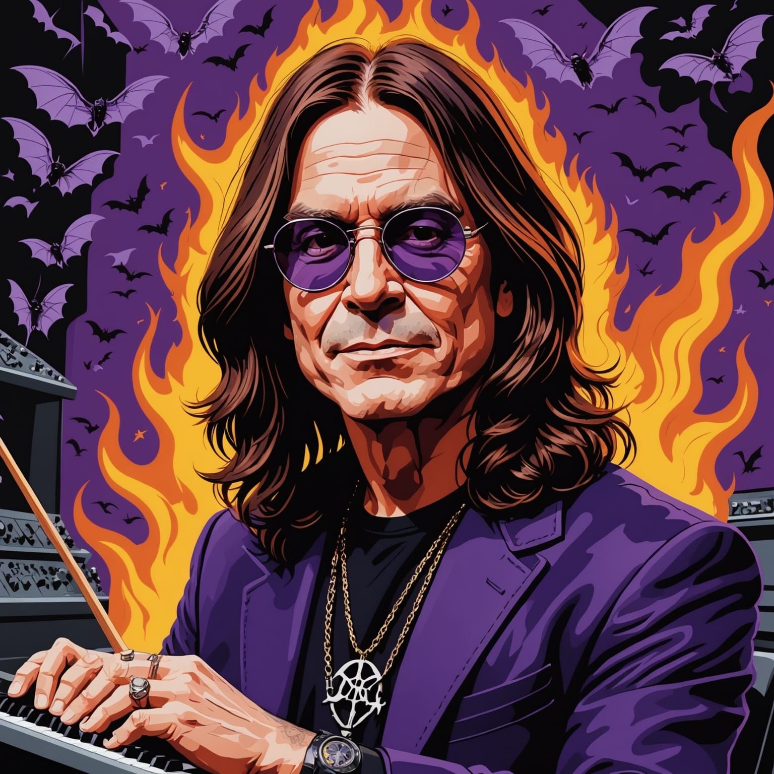 Ozzy Osbourne in Felt Art Style