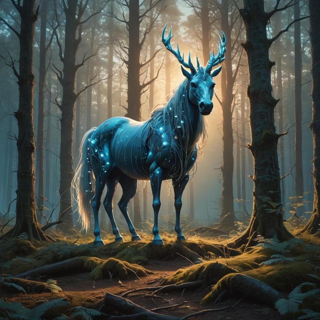 Ethereal Licorne in Mystical Forest