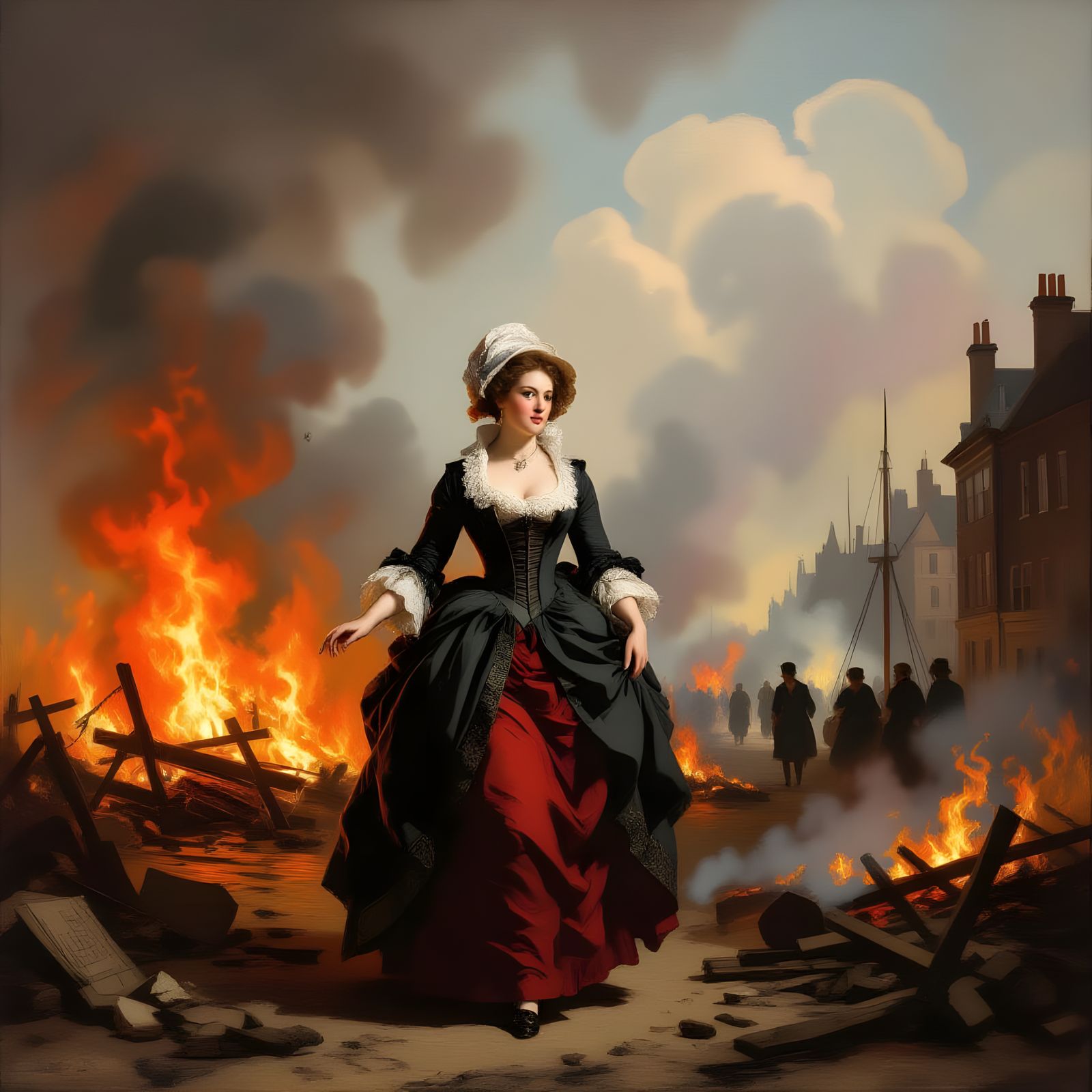 Great Fire of London in 18th Century Style