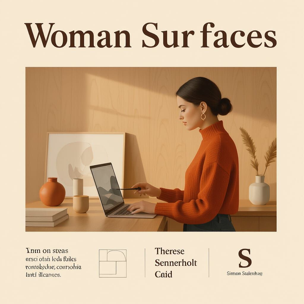 Woman Browsing Surfaces in Modern Showroom