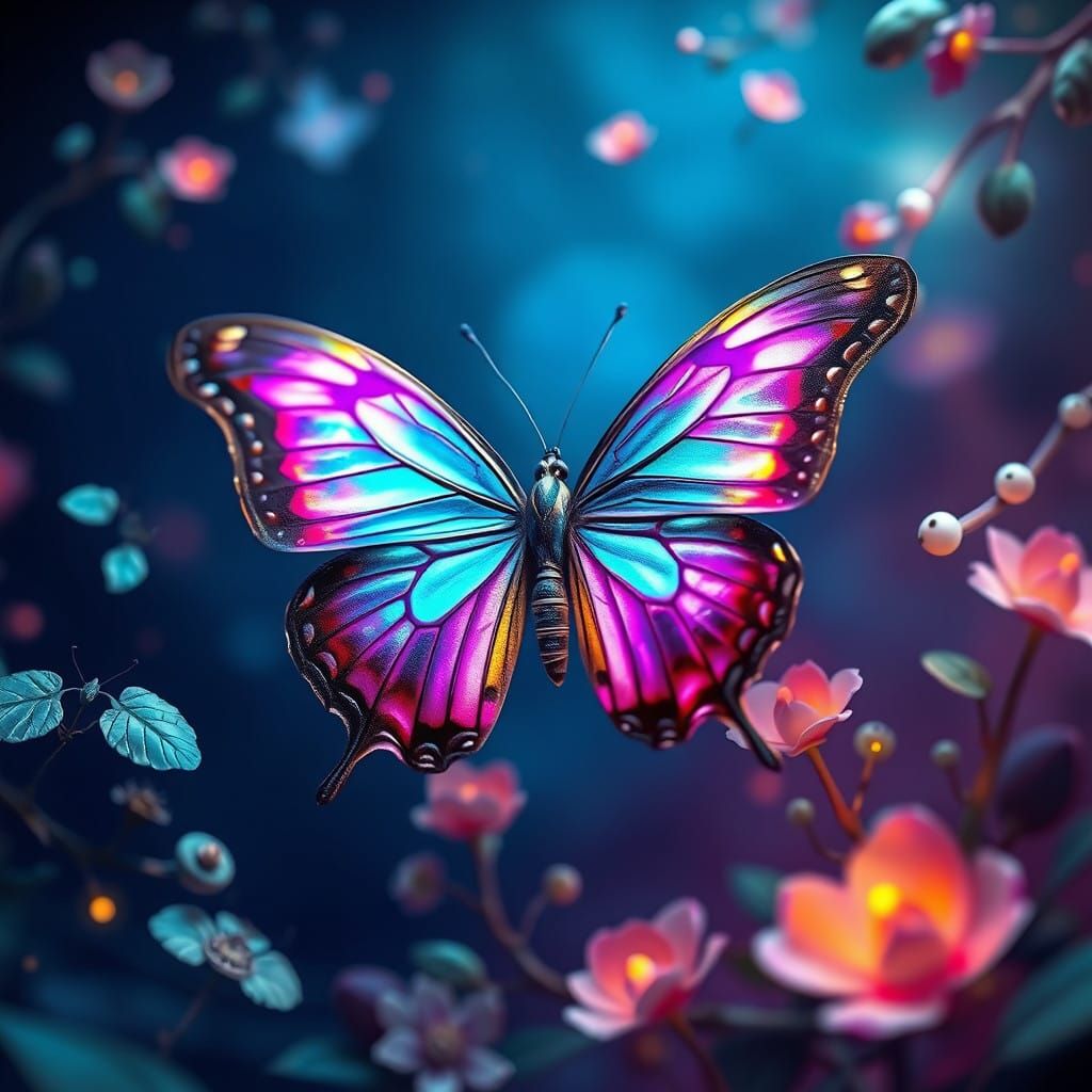 Mystical Violet Butterfly in Whimsical Dreamworld