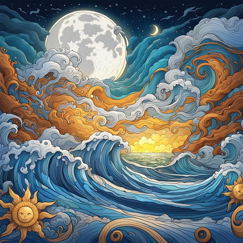 Dreamy Coastal Scene in Vibrant Colors