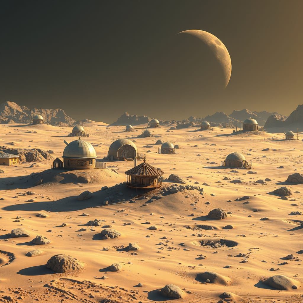 Lunar Villages in Futuristic Harmony