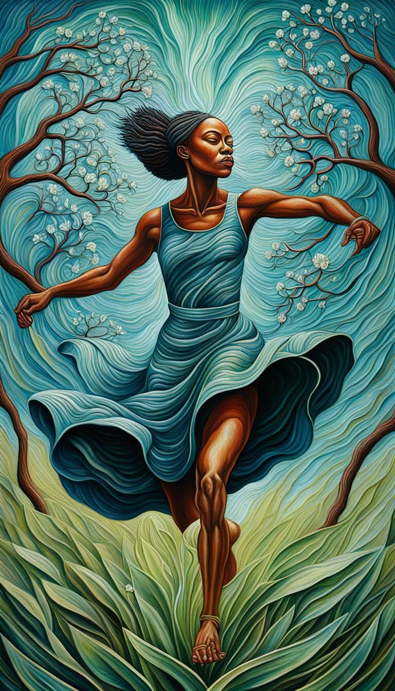 Vibrant Impasto Portrait of African American Woman