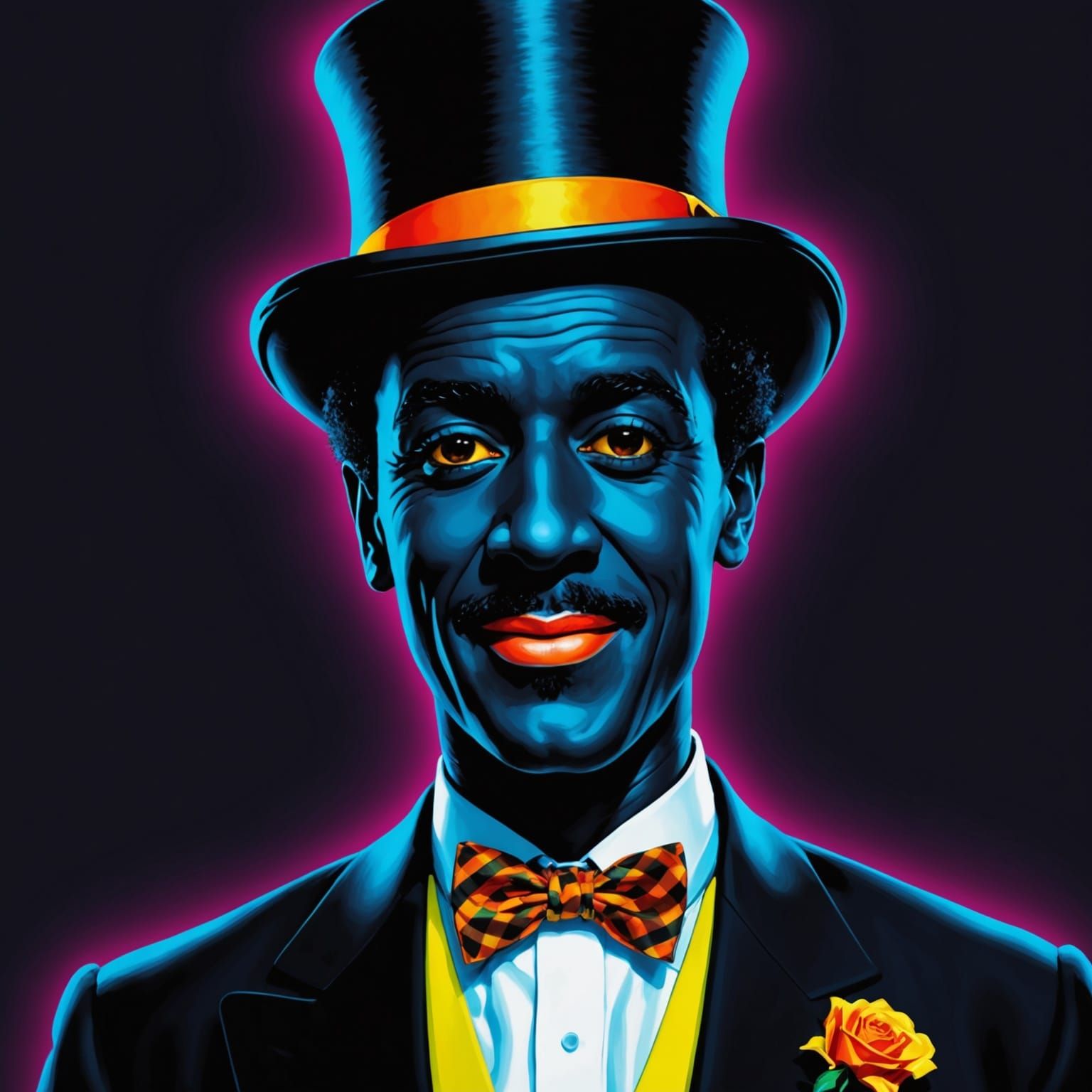 neon blackface al jolson top hat tie