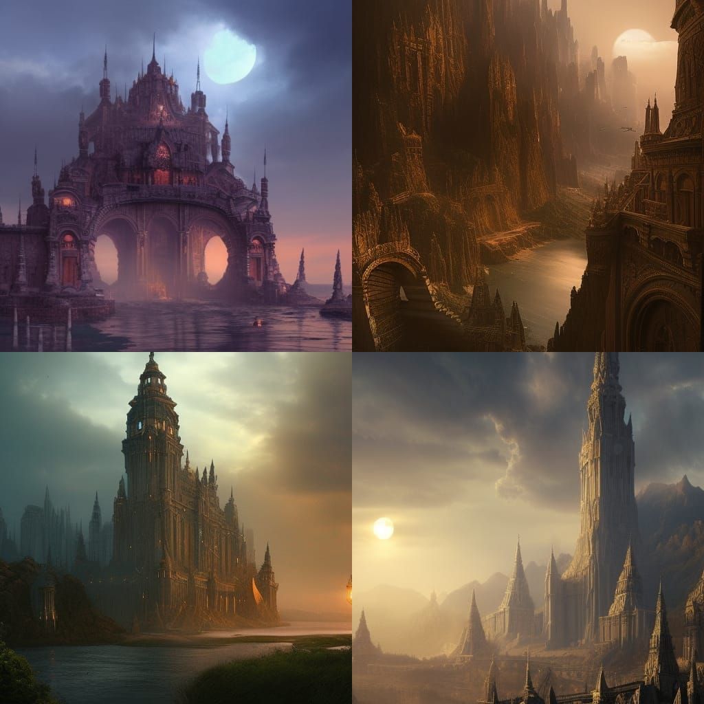 Epic Cinematic Dusk Scene Digital Painting