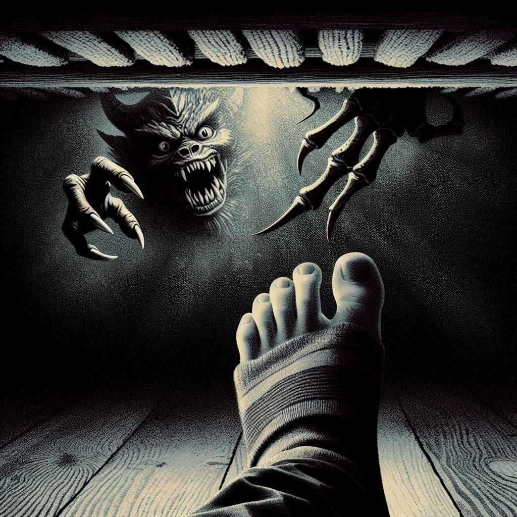 Terrifying Underbed Encounter in a Goosebumps Style Book Cov...