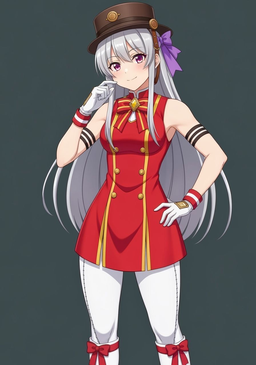 Mischievous Silver-Haired Anime Girl with Horse Headstall
