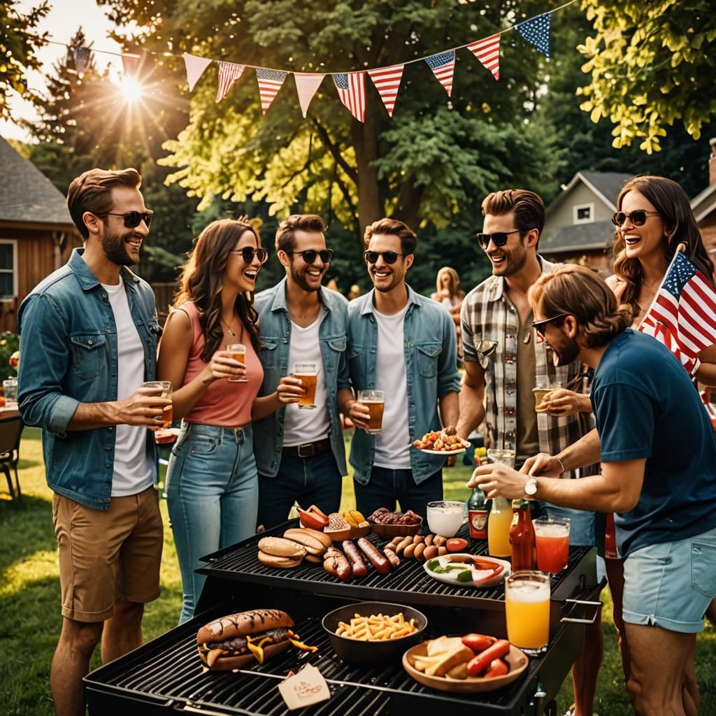 Warm Summer BBQ Celebration with Friends and Family