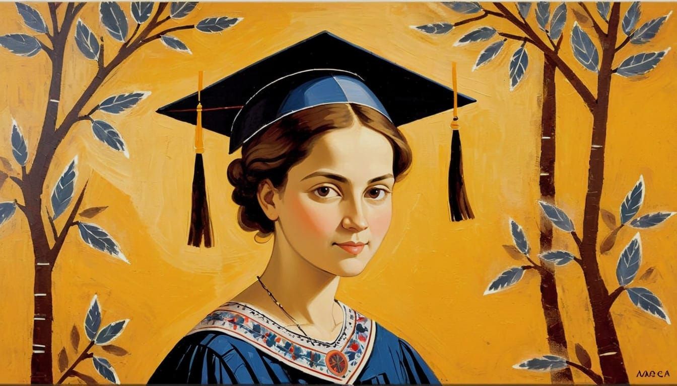 Joyful Woman in Abstract Warli Style Canvas Painting