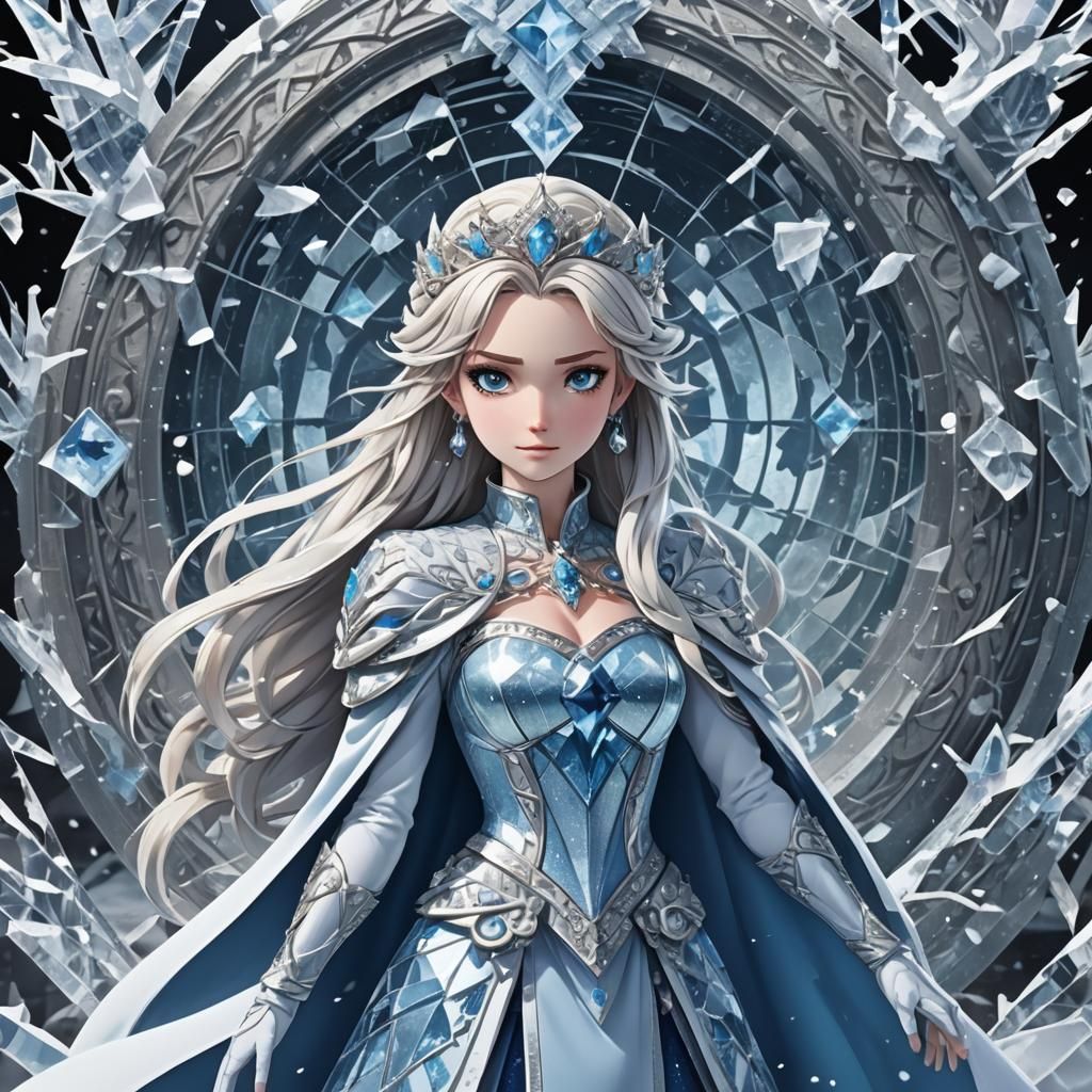 Regal Ice Witch Conquers Frozen Kingdom in Anime Style
