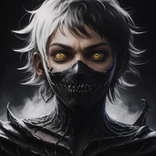 Abstract Child with Intense Gaze in Digital Painting