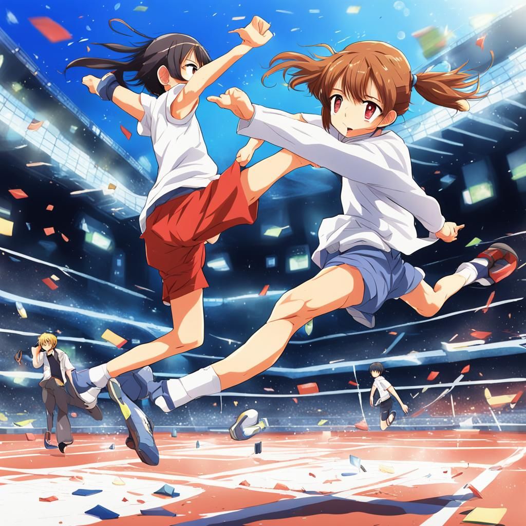 Teenage Girl and Boy in High-Flying Competition