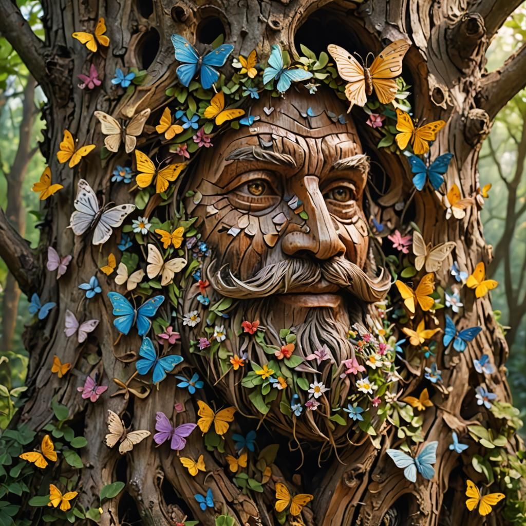 Majestic Whimsical Forest Beard Unveiled on Ancient Tree