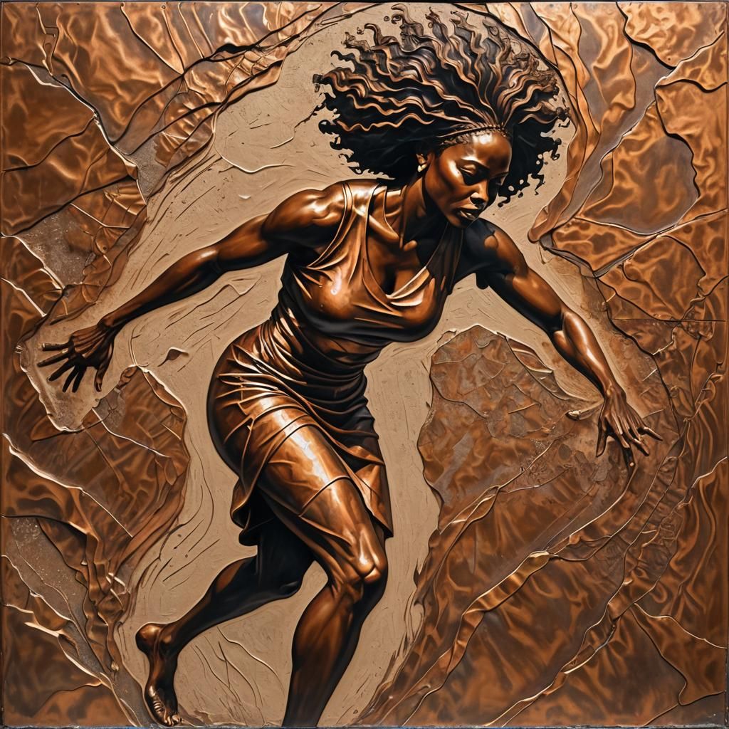 African Woman Breaking Free from Copper Street Mural