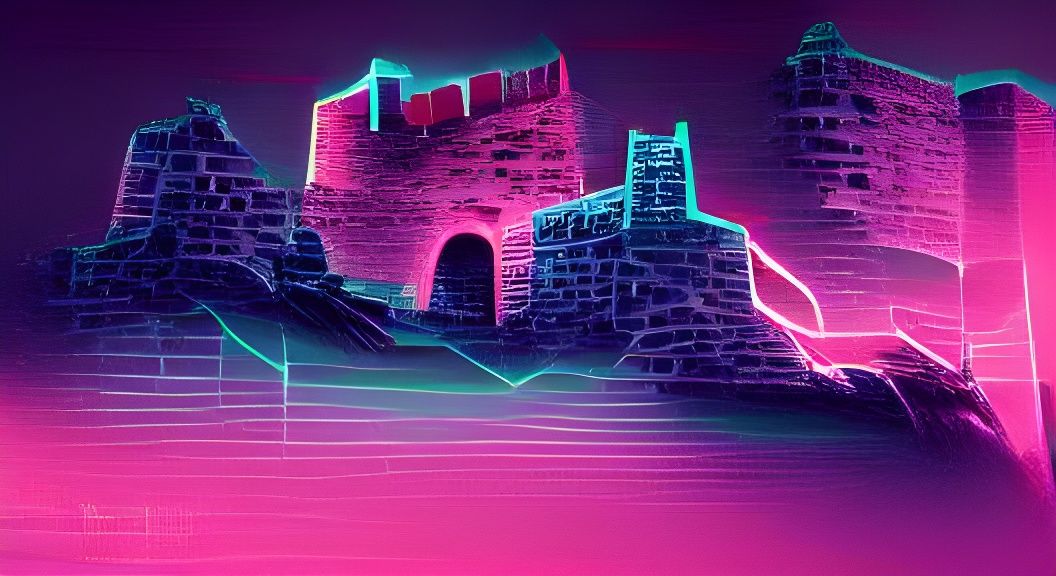 Medieval Castle in Neon Glow