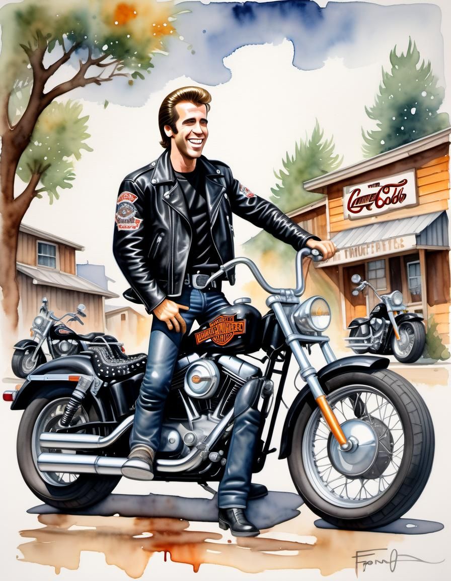 The Fonz in Full Swing, a Colorful Cartoon Masterpiece