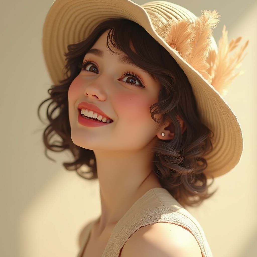 Elegant Young Woman in Pastel Oils Style