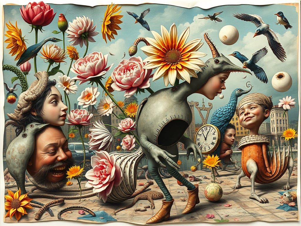 Surreal Collage of Wasted Affection in a Whimsical, Chaotic ...