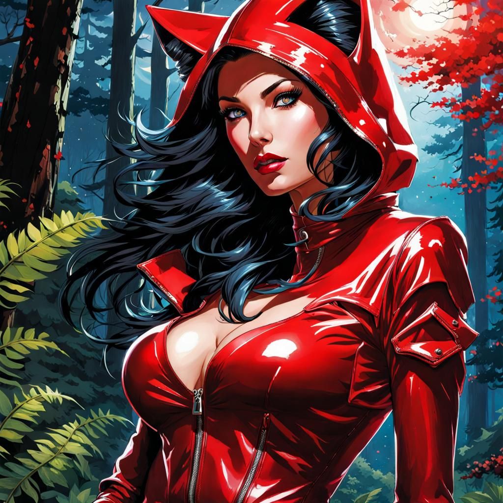 Sultry Shewolf in Midnight Forest