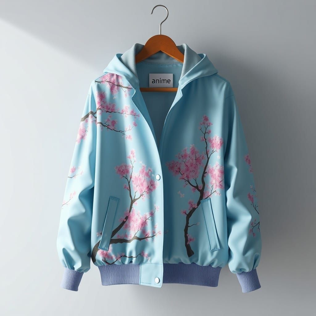 3D Anime Style Jacket with Sakura Trees