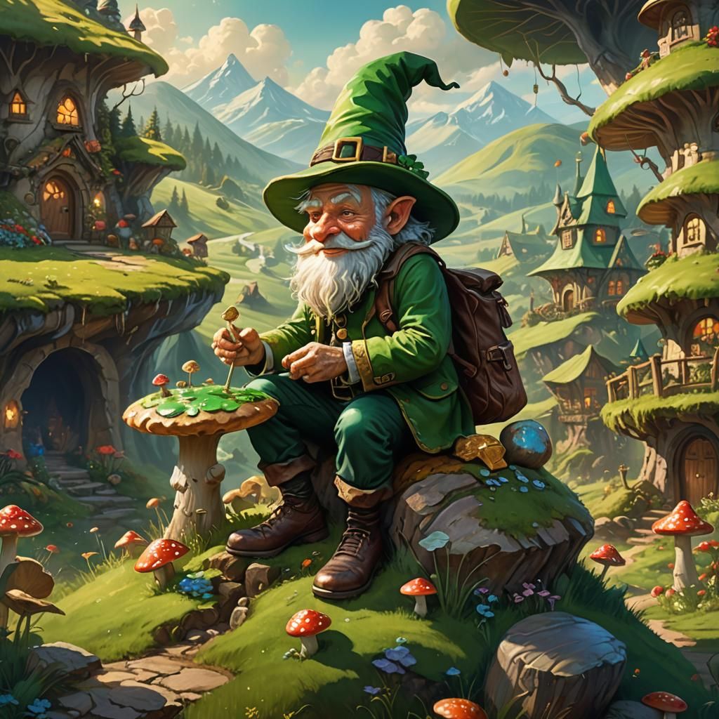 Epic Leprechaun Scene in Whimsical Fantasy Style