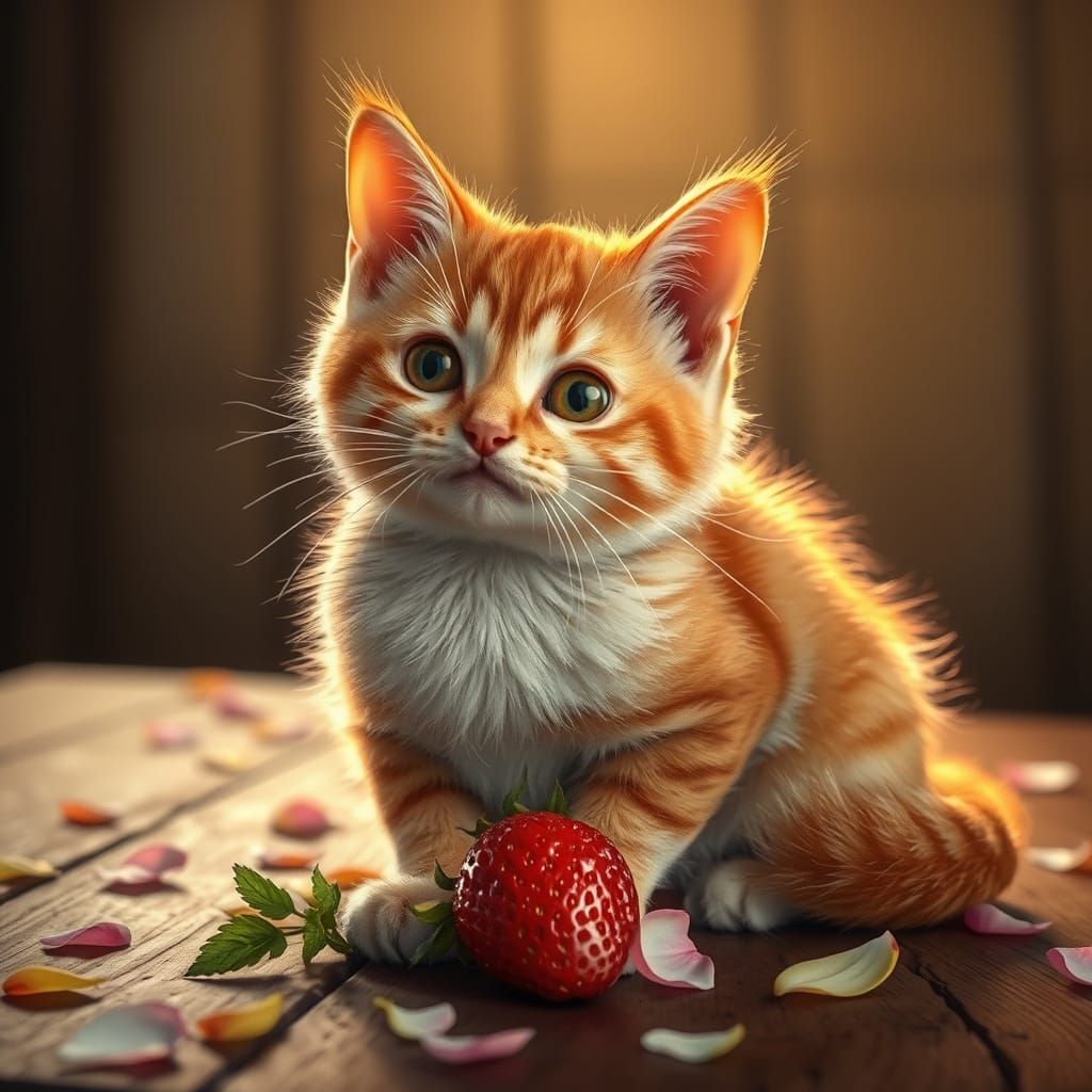 Hyper Realistic Feline Fruit Sculpture