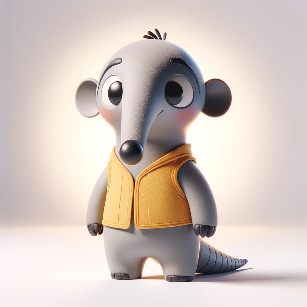 Otto the Baby Anteater: Minimalist 3D Animation Character De...