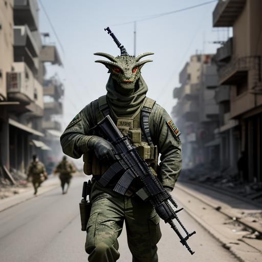 Modern Dragon Patrol in Urban Warfare Terrain, Shot in Profe...