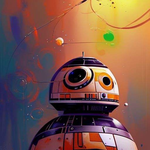 Elegant Sci-Fi Supermodel BB8 Portrait in Oil Splash Style