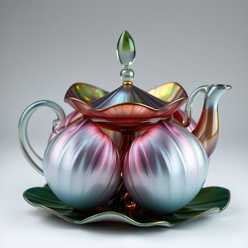 Glass Lotus Teapot in Whimsical Fantasy Style