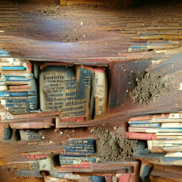 Vintage Bookshelf with Forgotten Tomes