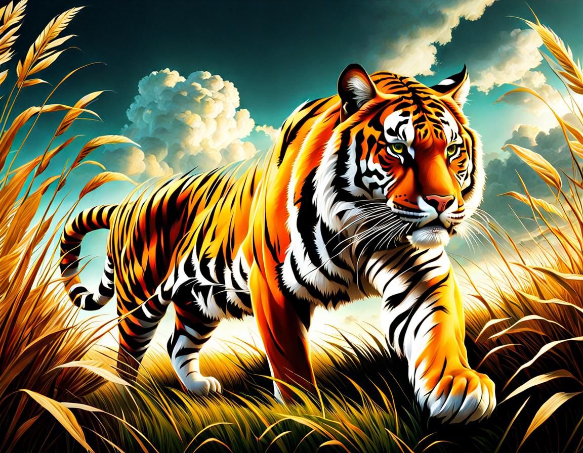 Majestic Bengal Tiger in Splendid Digital Painting