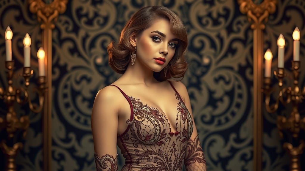 Elegant Woman in Art Nouveau Style