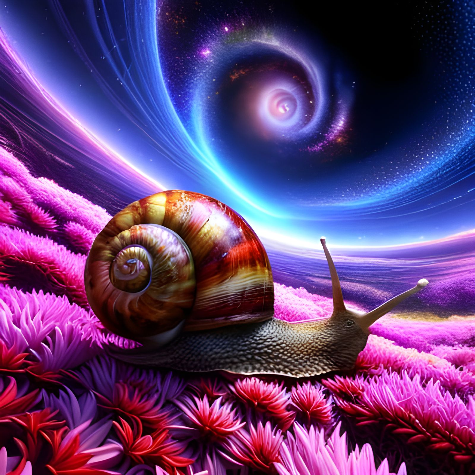 Epic Fantasy Snail Unfolds through Intricate Fractal Landsca...