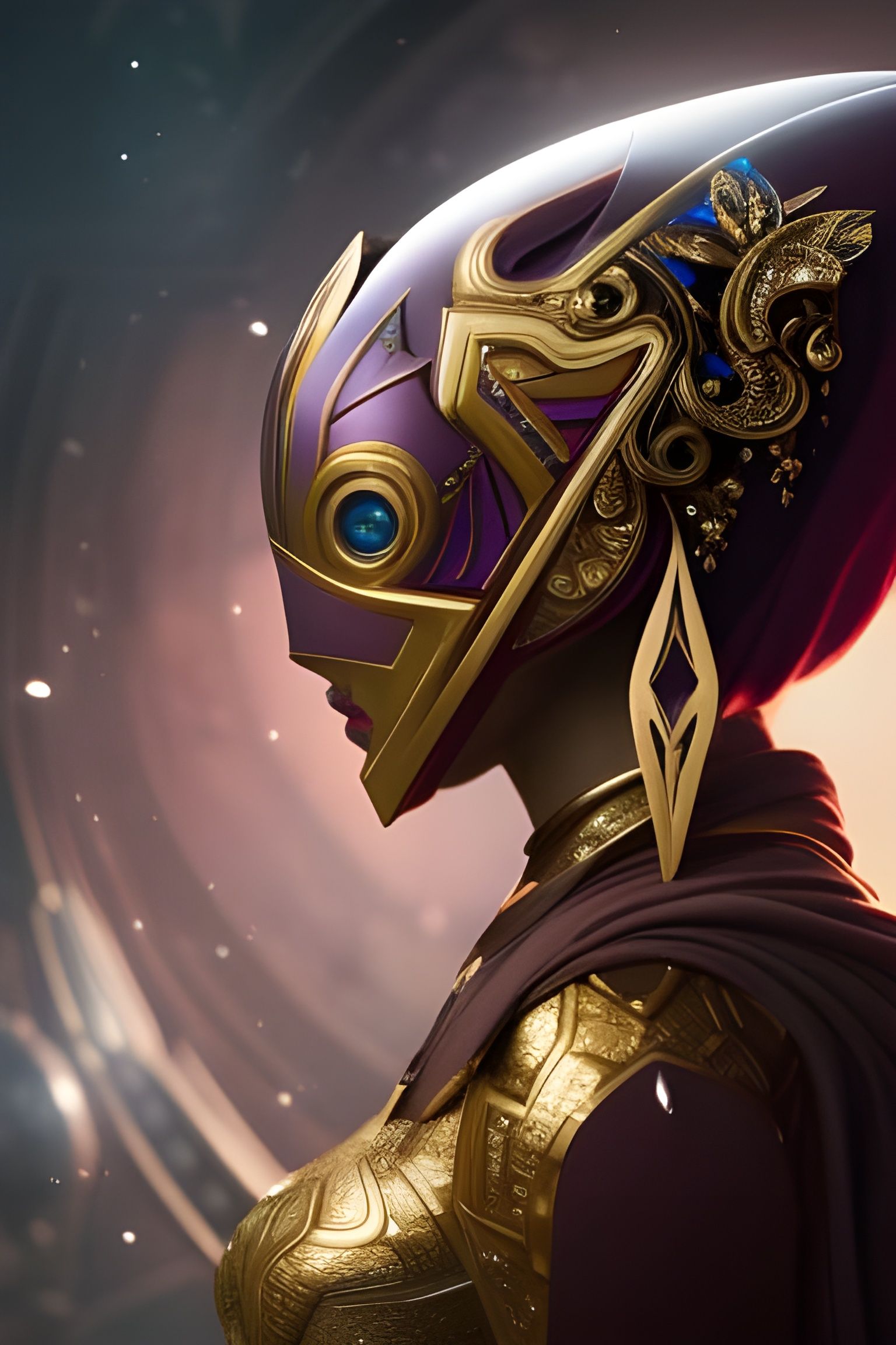 Elegant Armored Lotus in Art Nouveau Style