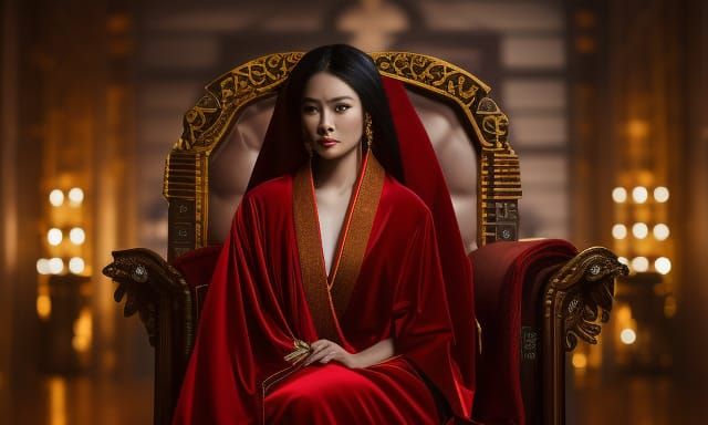 Princess Azula on Throne Amid Blue Fire