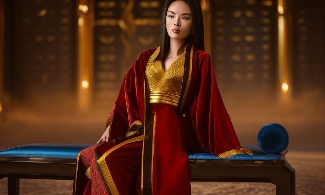 Princess Azula on Throne Amidst Blue Fire