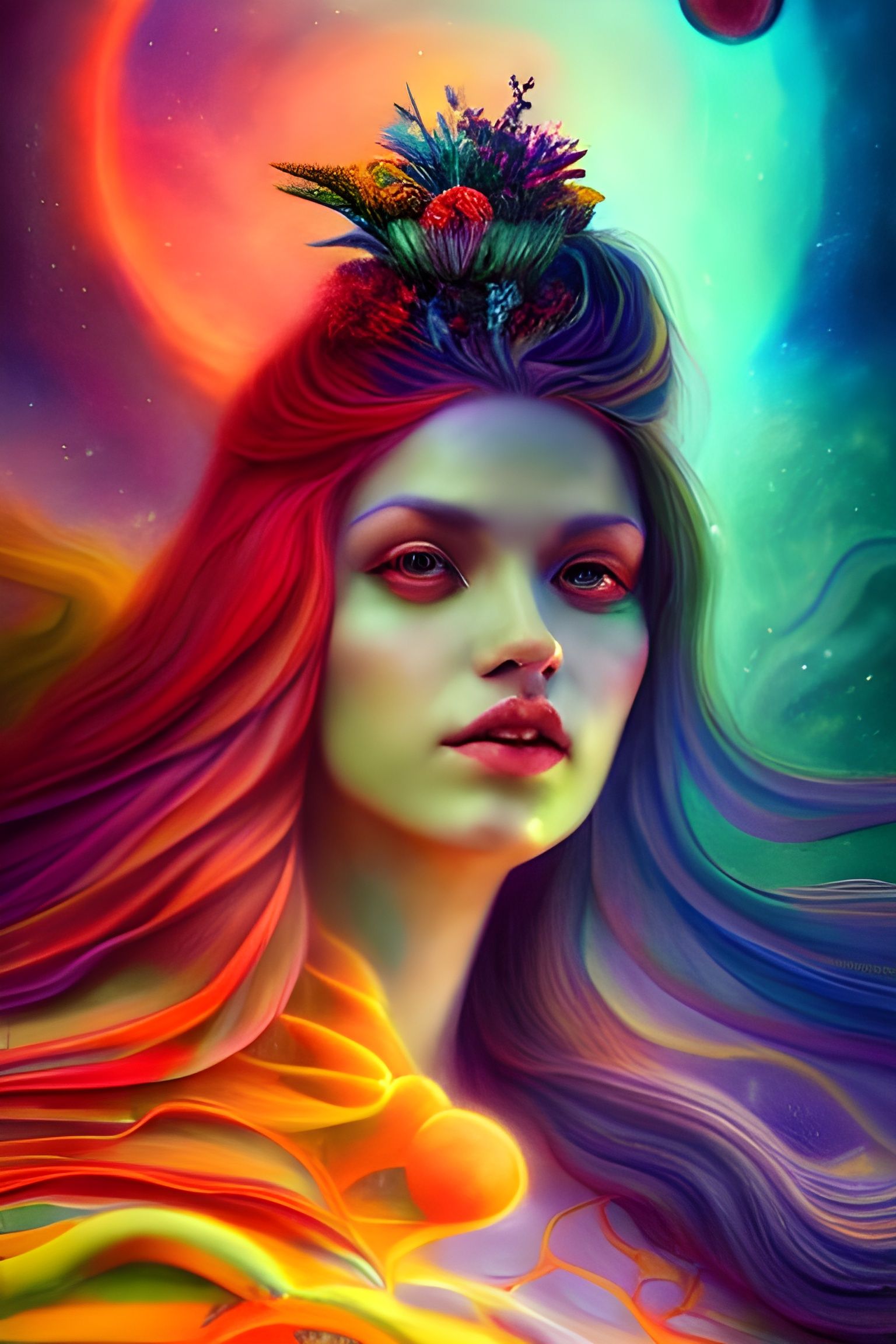 Mother Nature Goddess Reigns Over Earth and Space