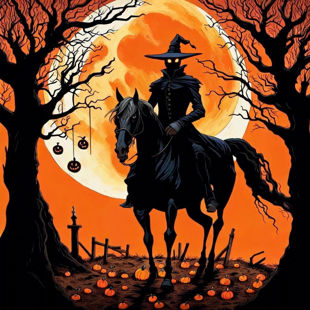 Surreal Sleepy Hollow Scene in High-Definition Horror Style