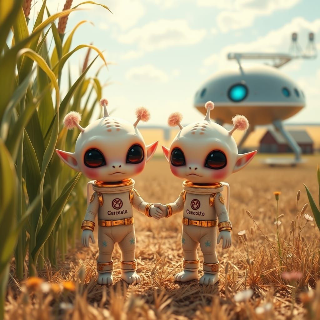 A  cute cuteness of two adorable aliens on earth with their ...