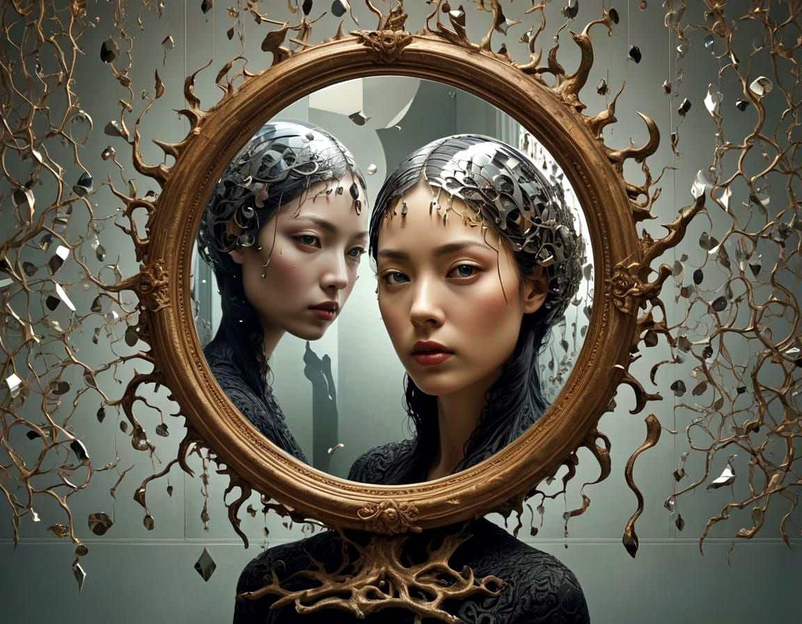 Surreal Uncanny Mirrored Portraits in Dreamlike Abstraction