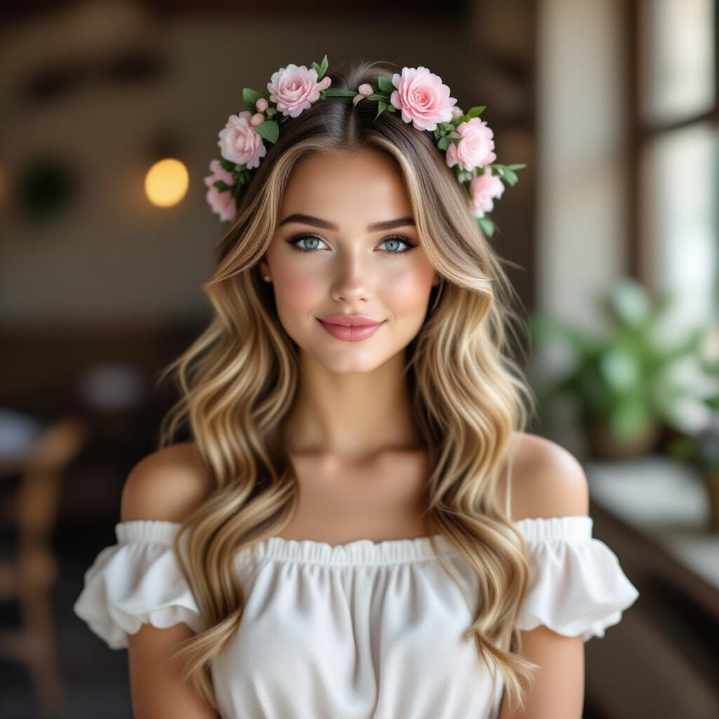 Beautiful Young Woman Portrait with Heart Hands