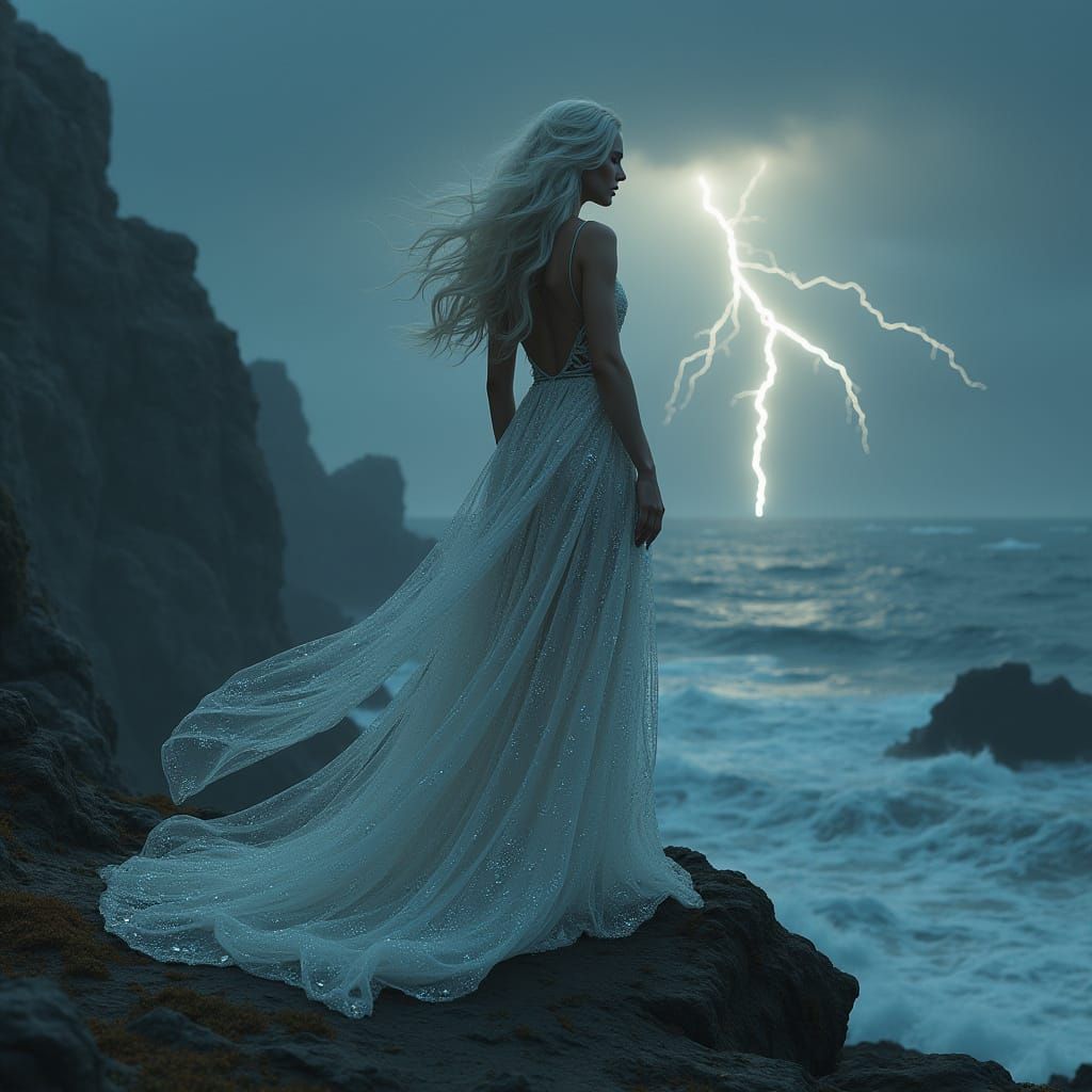 Ethereal Goddess on Windswept Clifftop