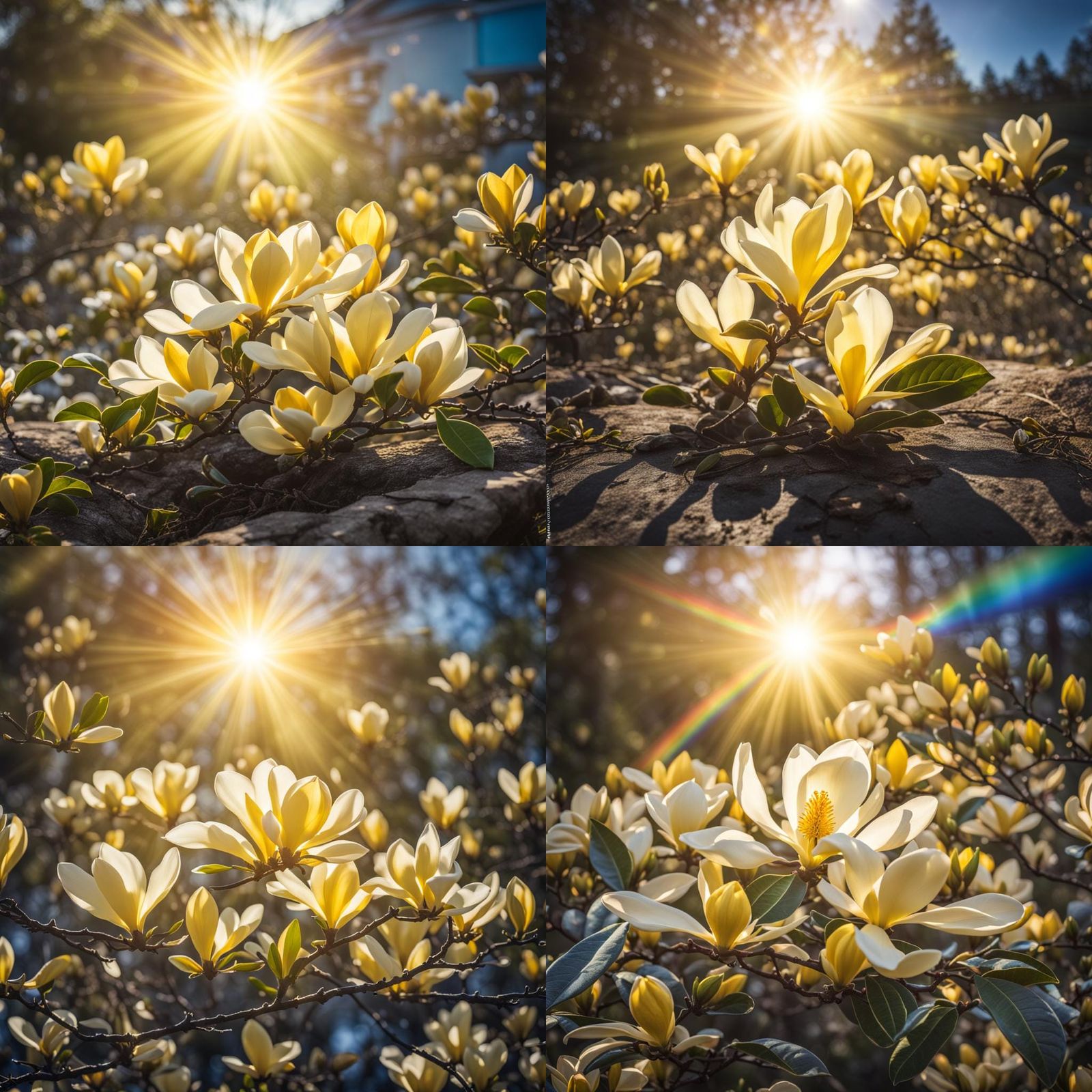Radiant Yellow Magnolia Blooms in Heavenly Soft Focus