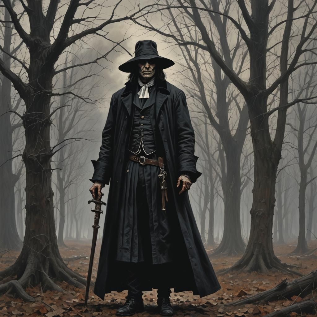 Ethereal New England Gothic Puritan Landscape in Dark Moody...