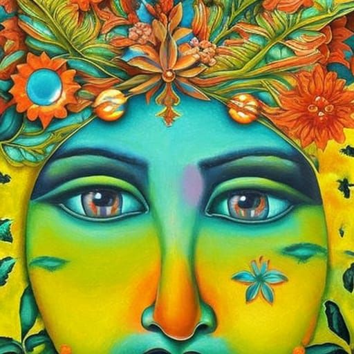 Surreal Painting of The Face of Growth