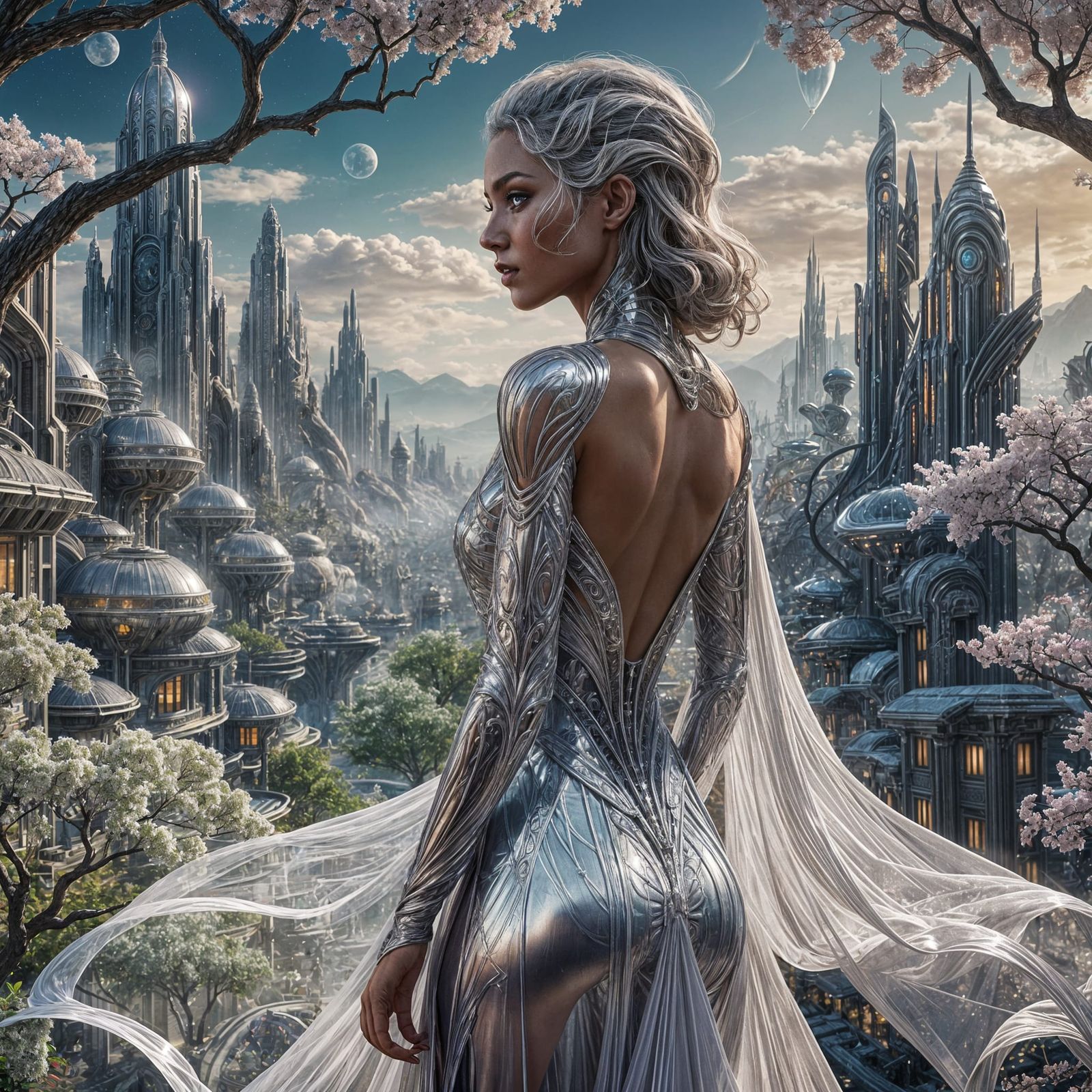 Enchanting Space Colony Goddess in Brilliant Colors