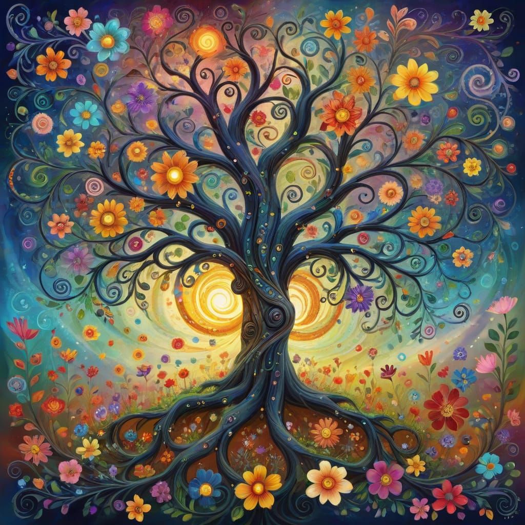 Ethereal Tree of Life in a Magical Garden