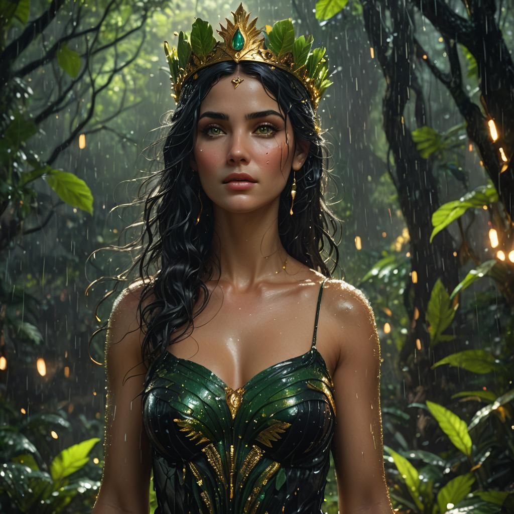 Aphrodite in Magical Rainforest, Hyper-Realistic Fantasy Art